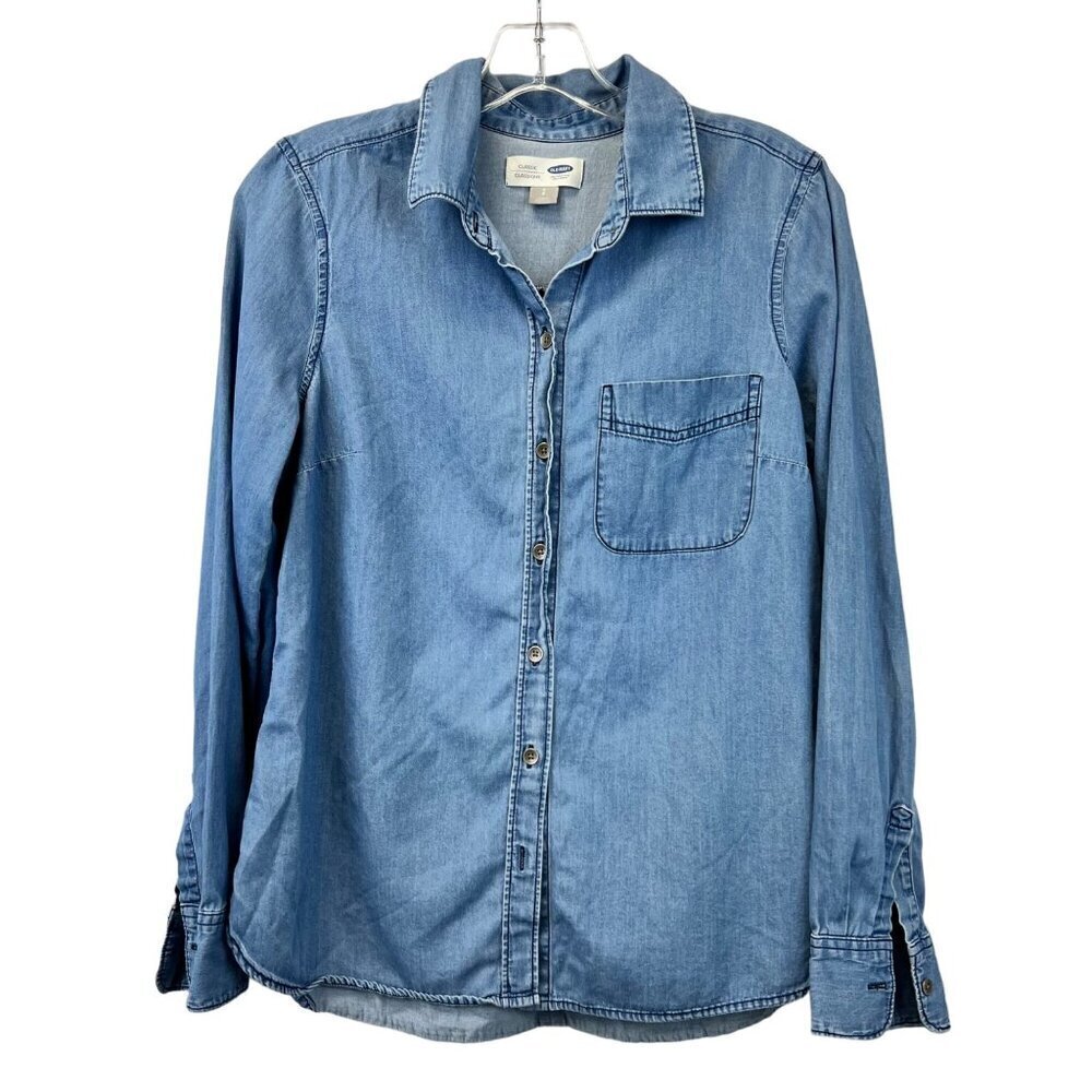 Old Navy Womens Button Down Long Sleeve Top Blue Size Small